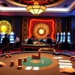 Exciting casino scene with poker players at a luxurious table, embodying trang chủ w88 thrills.