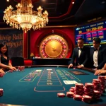Players enjoying a thrilling game at rikvip368.com blackjack table, capturing the excitement of high-stakes gambling.
