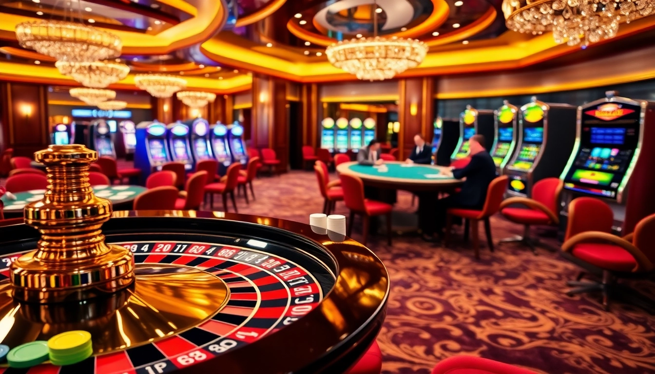 Experience the thrill of high-stakes gambling at okkingok.net with a vibrant casino scene featuring roulette and poker.