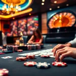 Engaged players at a vibrant poker table showcasing mb66-th.com casino excitement.