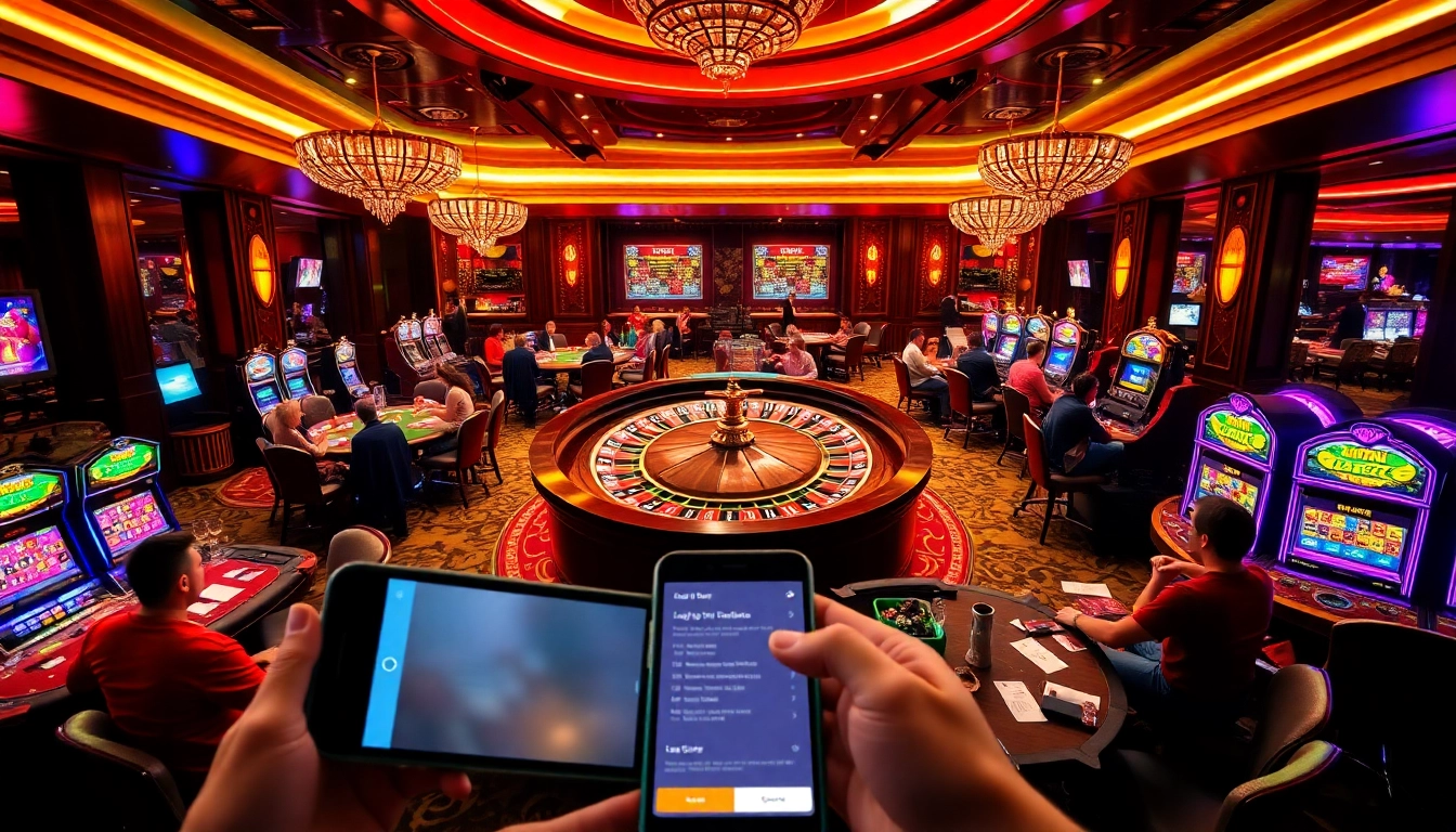 Excited gamblers enjoy gaming experiences at https://luck8f.jpn.com/ with vibrant casino elements.