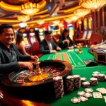 Players enjoy a thrilling gaming experience at Nhà cái Hm88's luxurious casino tables.