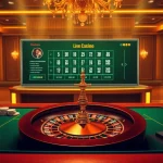 Homepage featuring a luxurious online casino layout with roulette, poker chips, and immersive interfaces