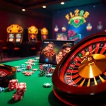 Experience thrilling gameplay at https://fly88.ad/ with exciting casino tables and vibrant poker chips.