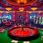 Players enjoying a thrilling roulette game at https://king88sa.com/, surrounded by excitement in a luxurious casino.