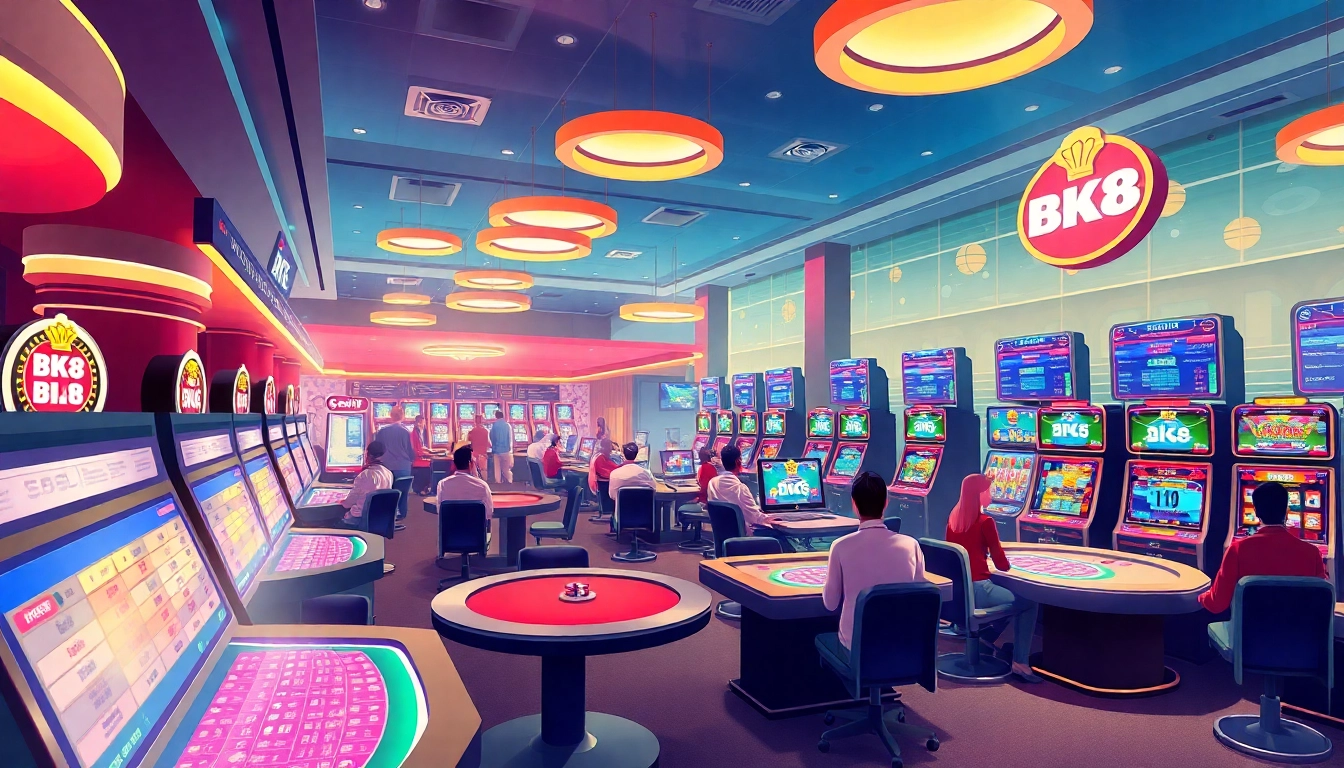 Experience the thrill of online gaming at bk860s.com with vibrant casino scenes and modern technology.