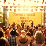 Celebrate Johnny Cash's birthday with vibrant concert scene from johnnycashbirthday.com