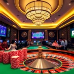 RR88 casino scene featuring players at a roulette table with vibrant chips.