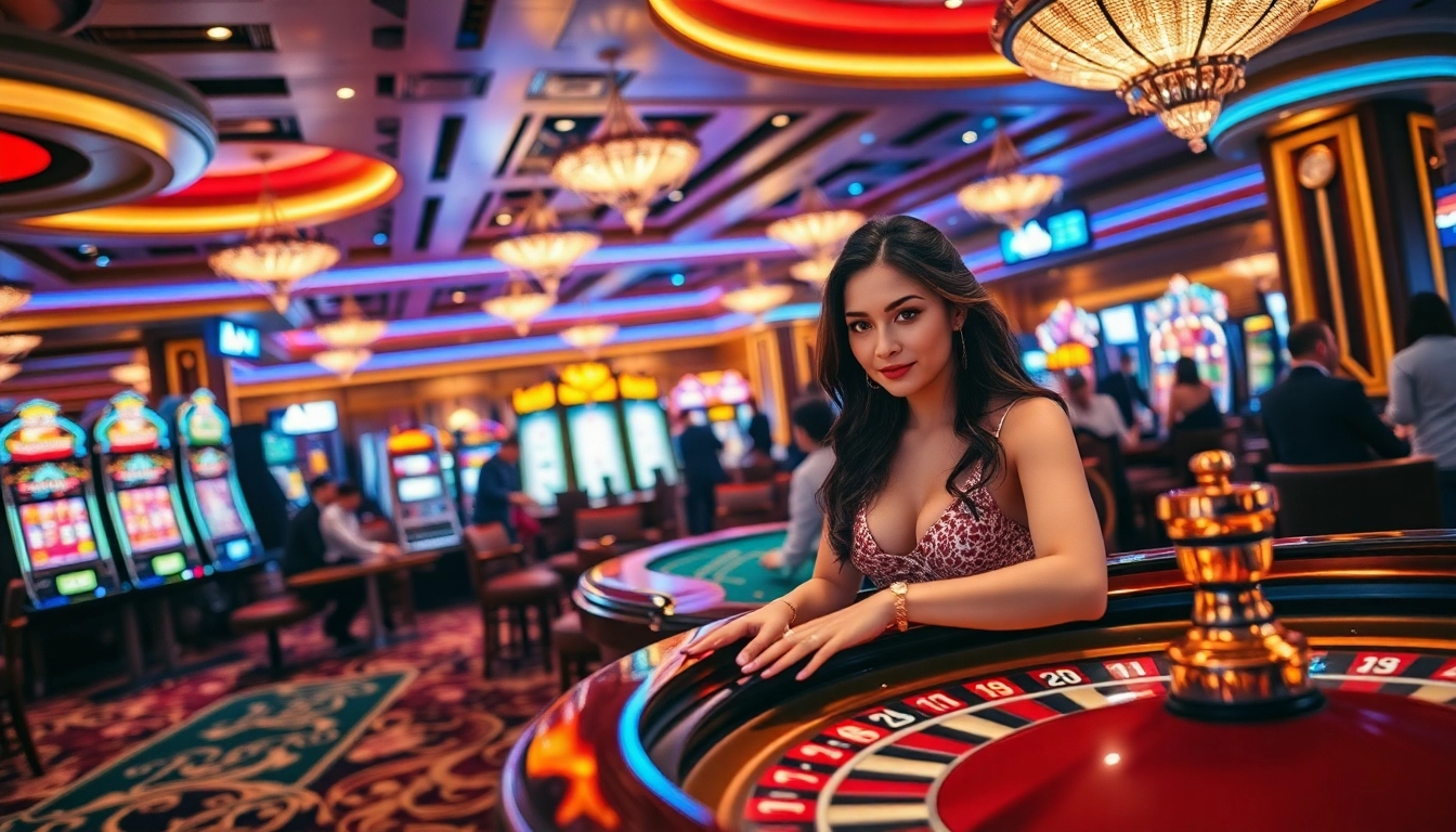 AU88 casino excitement showcasing vibrant tables and engaging gameplay in a luxurious setting.