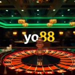 Experience high-stakes excitement at the yo88 casino table featuring vibrant poker chips and cards.