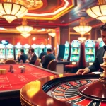 Players strategize their bets at a sunwin-style poker table amidst a luxurious casino backdrop.