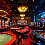 Vibrant online casino scene representing ev88win.live with poker tables and roulette games.