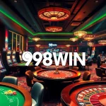Experience the thrill of gambling at 98WIN with luxurious casino tables and vibrant slot machines.