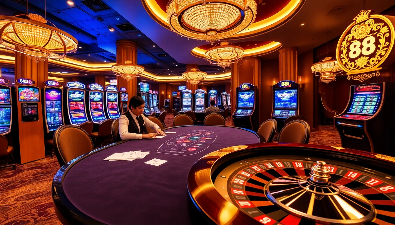 Experience the thrill of betting at 88i with luxurious casino visuals and vibrant gaming elements.