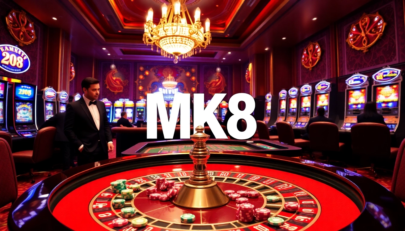 MK8 casino scene showcasing thrilling roulette action and vibrant poker chips.