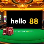 Engaging online gambling scene featuring hello88 with vibrant poker chips and luxury casino elements.