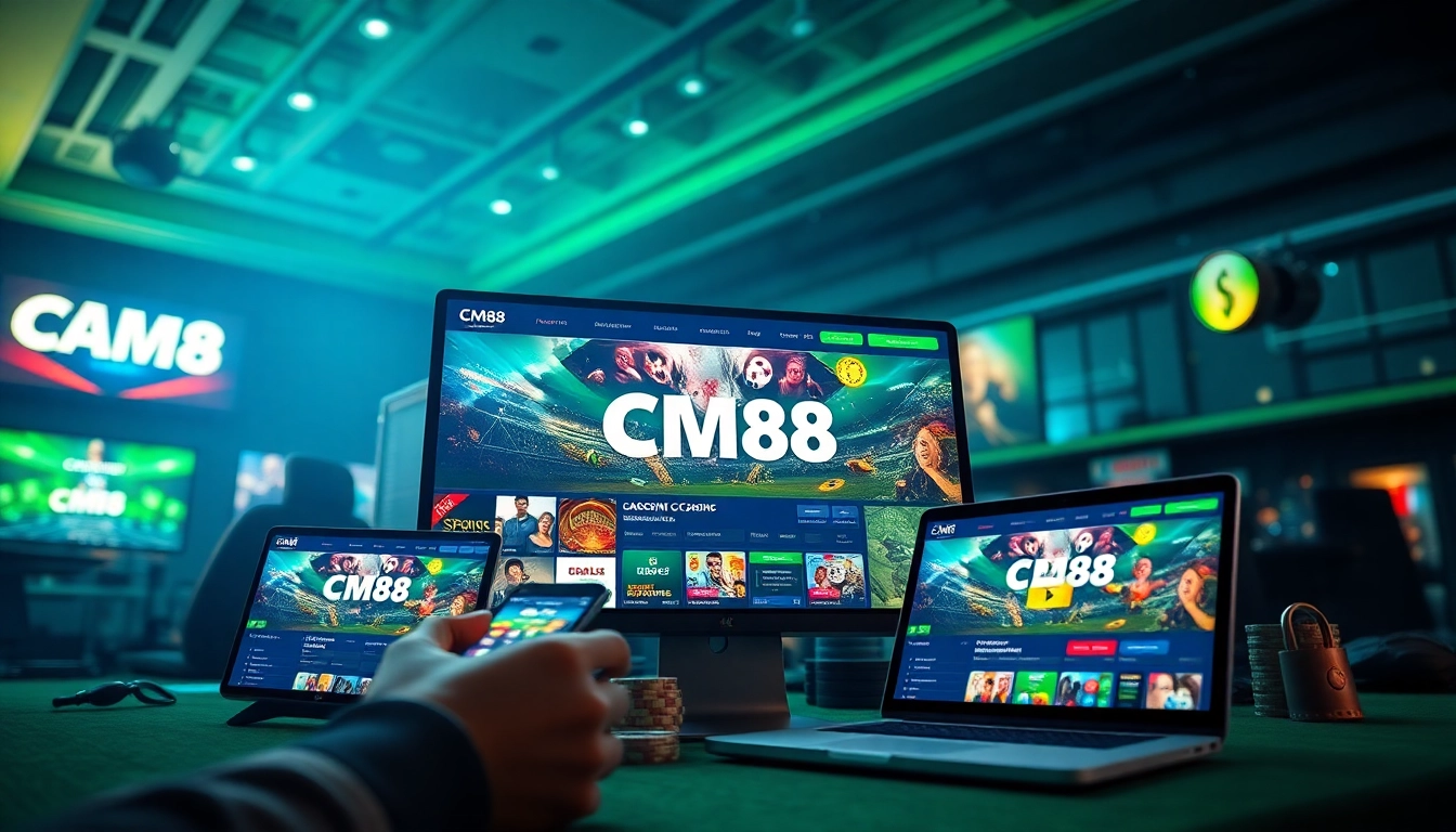 Engaging scene showcasing CM88 com online gambling interface with vibrant colors, emphasizing safety and user experience.