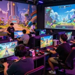 Engaging players enjoying real porn games in a vibrant gaming environment.