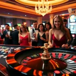 Experience the thrill of gambling at 8day with vibrant casino visuals featuring tables and excited players.