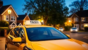 Efficient taxi service in Hersham showcasing a modern vehicle on a suburban street