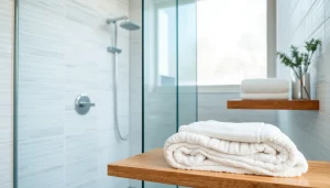 Enhance your wet room shower experience with a luxurious glass screen and modern design elements.