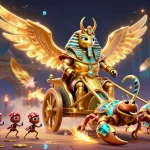 WW88 offers thrilling gaming experiences with a dazzling 3D illustration of a scarab beetle in a dynamic casino setting.