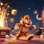 Experience a thrilling atmosphere at sunwin's vibrant casino with engaging 3D cartoon characters amidst a jackpot explosion.