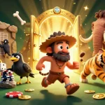 Experience thrilling fun at sunwin20 with animated cavemen and a sabertooth tiger at a prehistoric casino.
